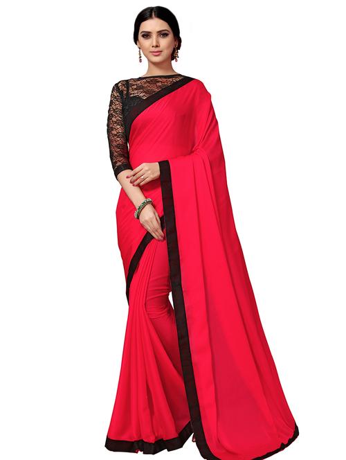 solid bordered saree with blouse - 16937506 - Very Small Image - 1