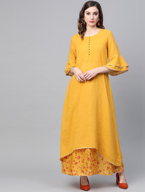 solid kurta skirt set - 16937651 - Very Small Image - 1