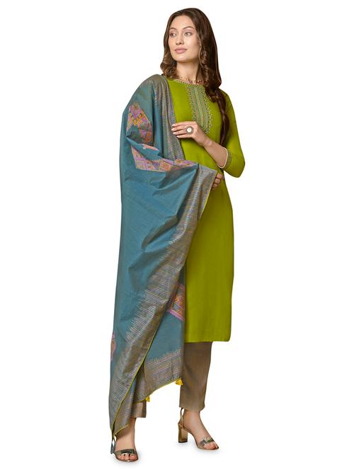 embroidered straight pant unstitched suit - 16937680 - Very Small Image - 1