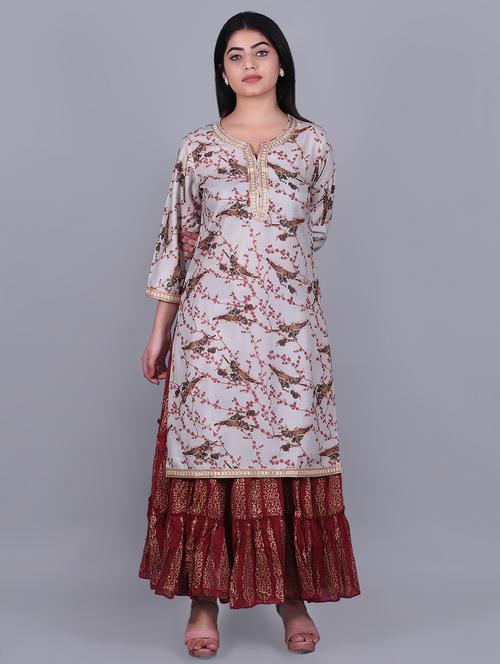 conversational kurta skirt set - 16937837 - Very Small Image - 1