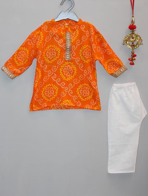 orange cotton kurta sets - 16938236 - Very Small Image - 1