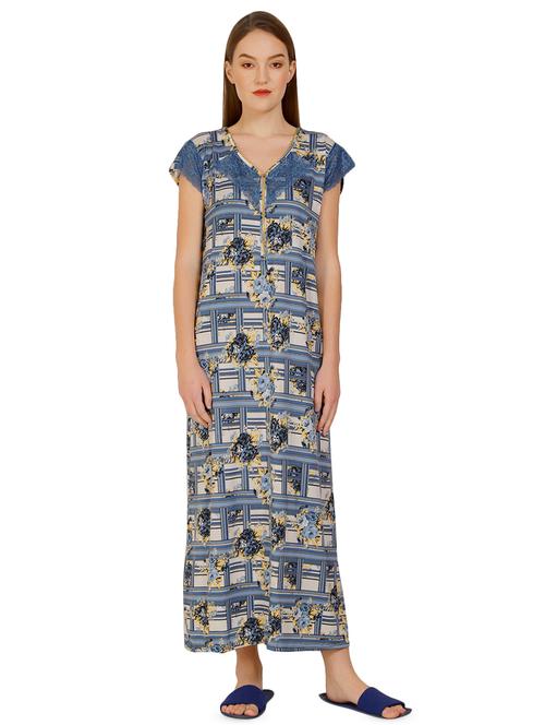 lace insert printed nighty - 16938887 - Very Small Image - 1