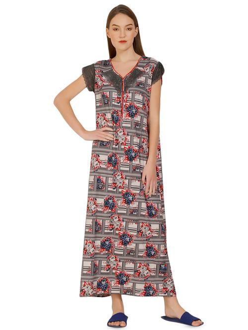 lace insert printed nighty - 16938889 - Very Small Image - 1