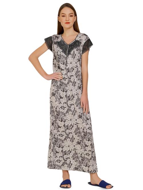 lace insert floral nighty - 16938893 - Very Small Image - 1