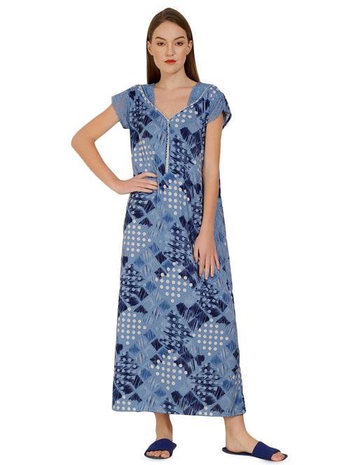 lace insert printed nighty - 16938895 - Very Small Image - 1