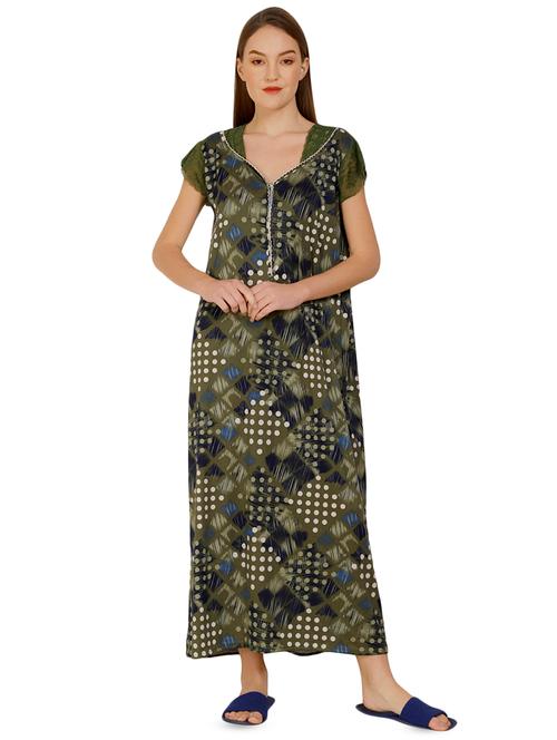 lace insert printed nighty - 16938896 - Very Small Image - 1