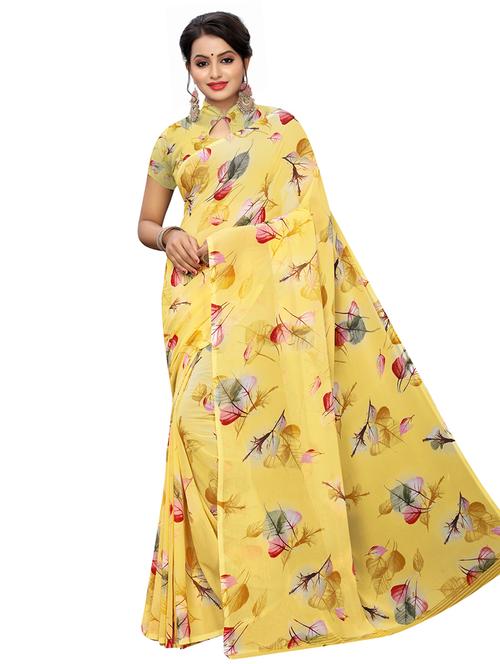 floral printed saree with blouse - 16939190 - Very Small Image - 1