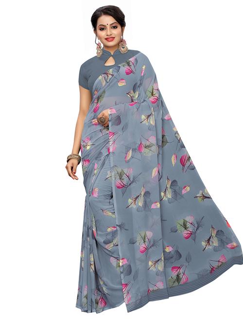 floral printed saree with blouse - 16939192 - Very Small Image - 1