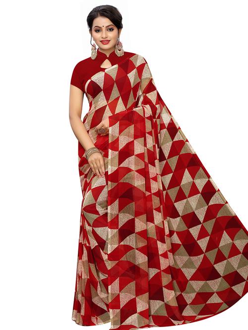 geometrical printed saree with blouse - 16939195 - Very Small Image - 1