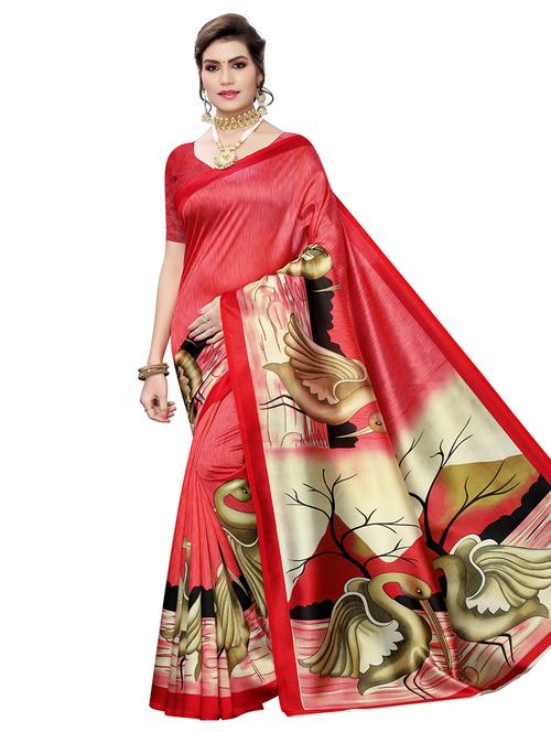 conversational printed saree with blouse - 16939234 - Very Small Image - 1