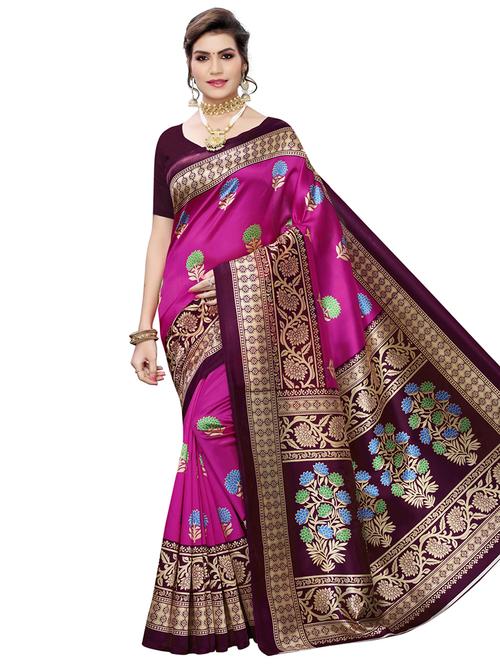 floral printed saree with blouse - 16939239 - Very Small Image - 1