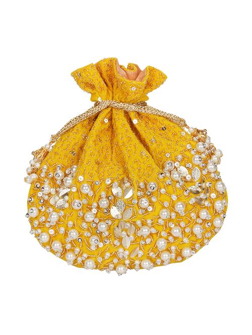 yellow velvet ethnic potli - 16939242 - Very Small Image - 1
