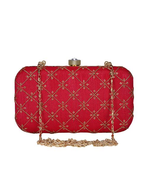 red faux silk box clutch - 16939267 - Very Small Image - 1