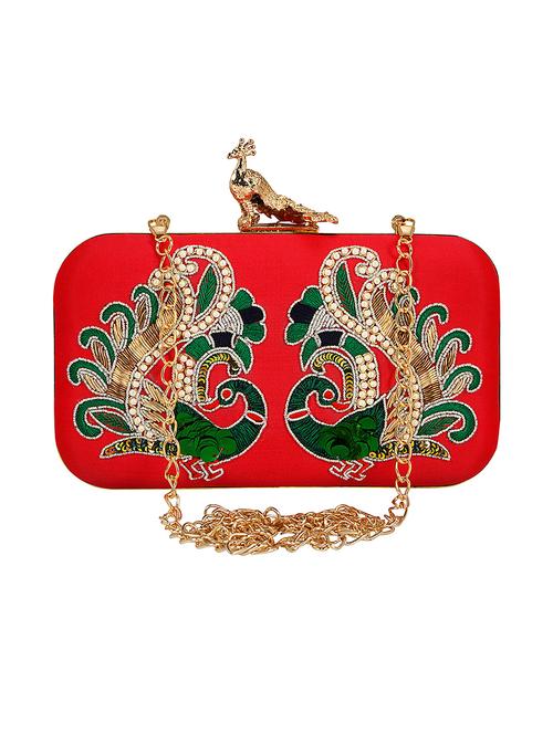 red faux silk box clutch - 16939272 - Very Small Image - 1