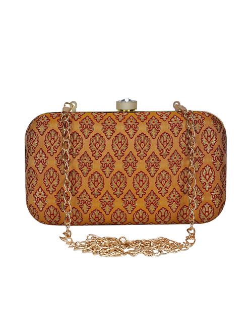 orange faux silk box clutch - 16939279 - Very Small Image - 1