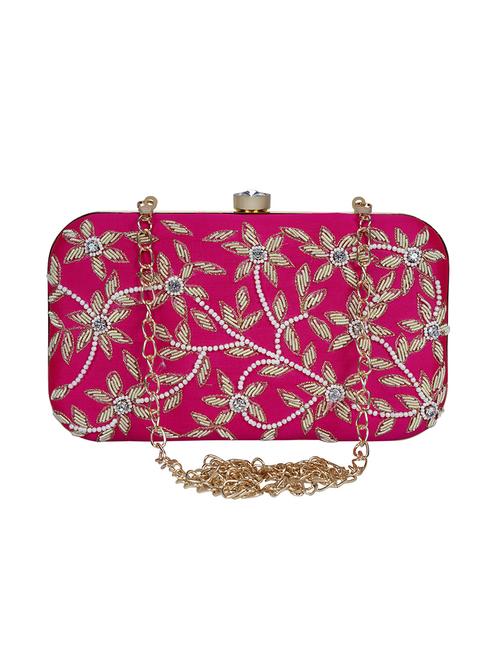 pink faux silk box clutch - 16939289 - Very Small Image - 1