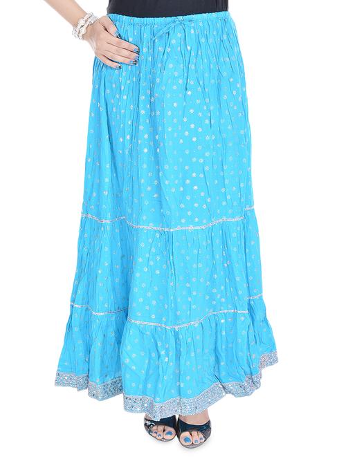 light blue cotton flared skirt - 16939537 - Very Small Image - 1