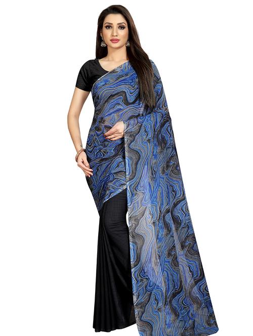 abstract print saree with blouse - 16940041 - Very Small Image - 1
