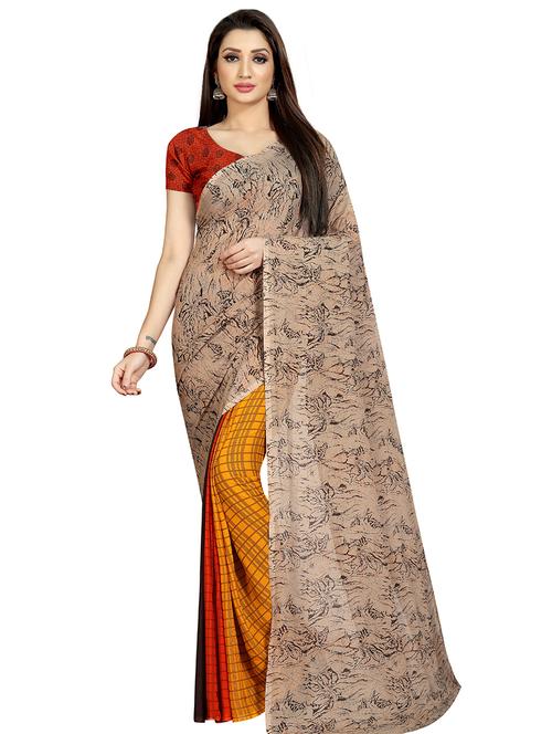 floral printed saree with blouse - 16940043 - Very Small Image - 1
