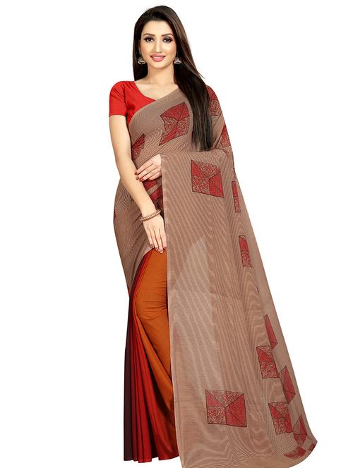 geometric print half & half saree with blouse - 16940046 - Very Small Image - 1
