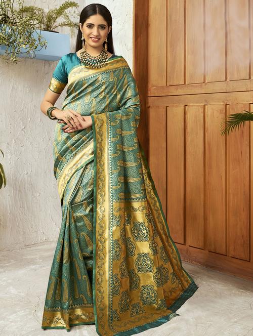 paisley woven saree with blouse - 16940074 - Very Small Image - 1