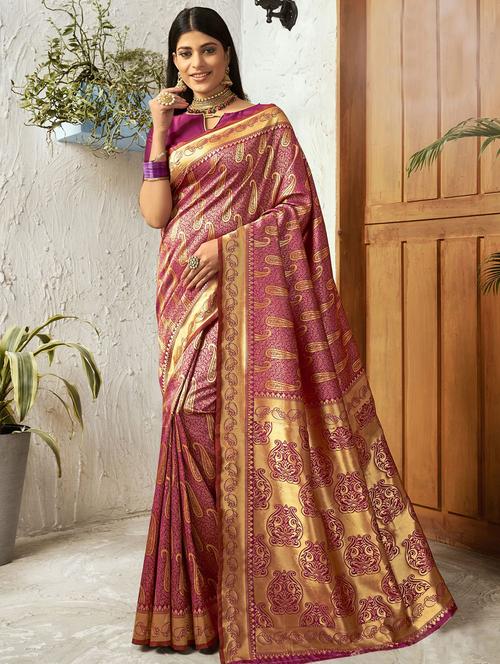paisley woven saree with blouse - 16940075 - Very Small Image - 1