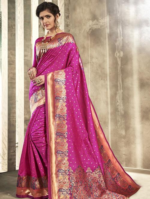 paisley woven saree with blouse - 16940362 - Very Small Image - 1
