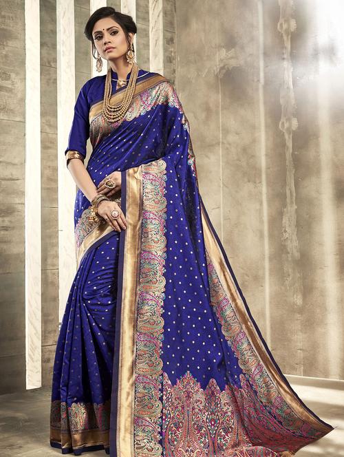 paisley woven saree with blouse - 16940364 - Very Small Image - 1