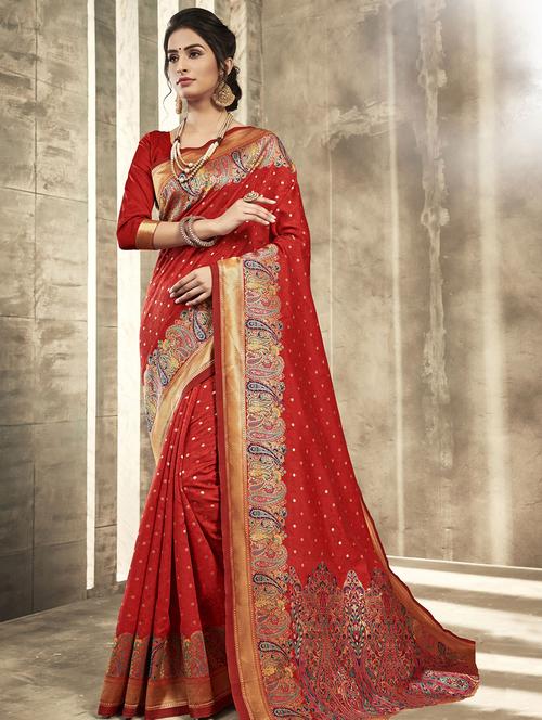 paisley woven saree with blouse - 16940365 - Very Small Image - 1