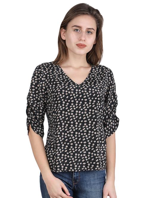ruched sleeved floral top - 16940367 - Very Small Image - 1