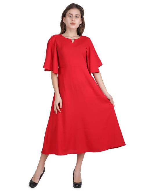 flutter sleeves a-line dress - 16940485 - Very Small Image - 1