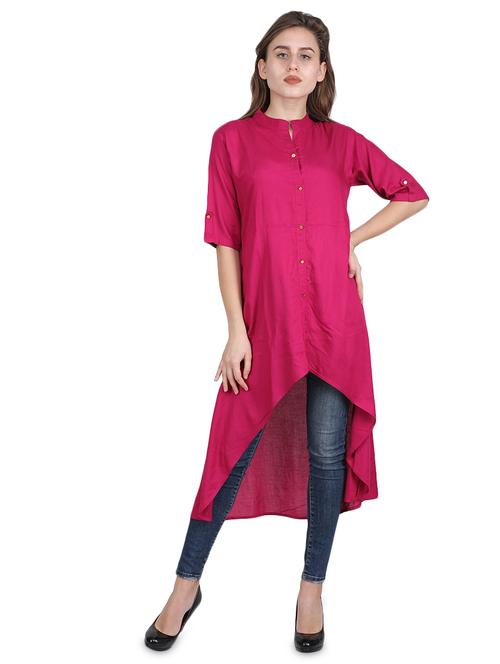 mandarin neck high low tunic - 16940489 - Very Small Image - 1