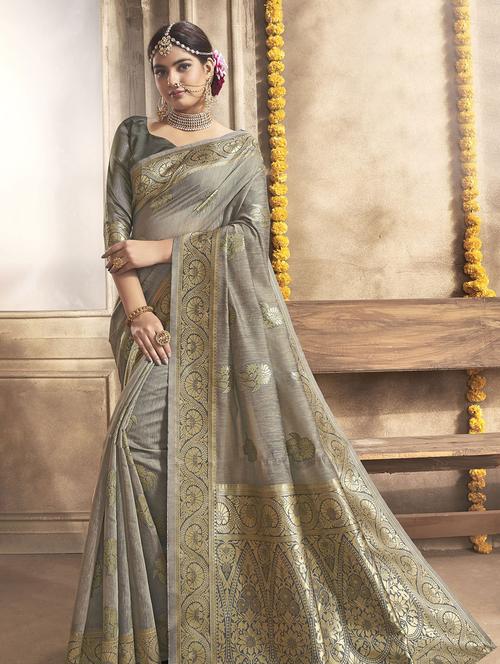 floral woven saree with blouse - 16940598 - Very Small Image - 1