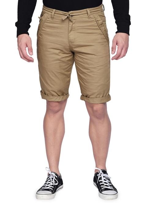 beige solid bermuda shorts - 16941617 - Very Small Image - 1