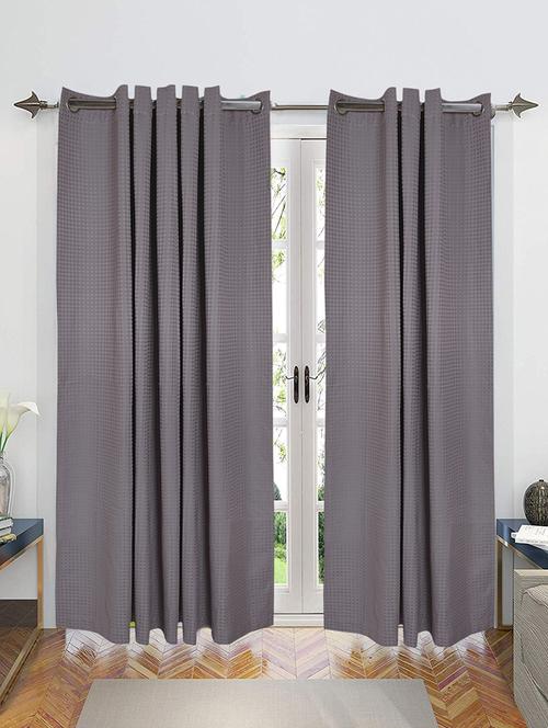 decorative waffle design cotton yarn eyelet door curtains - 16941670 - Very Small Image - 1