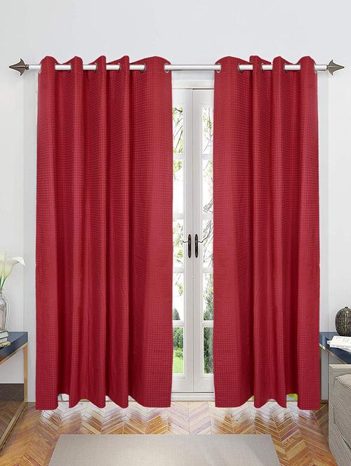 decorative waffle design cotton yarn eyelet door curtains - 16941672 - Very Small Image - 1