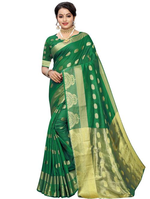 self design chanderi saree with blouse - 16941812 - Very Small Image - 1