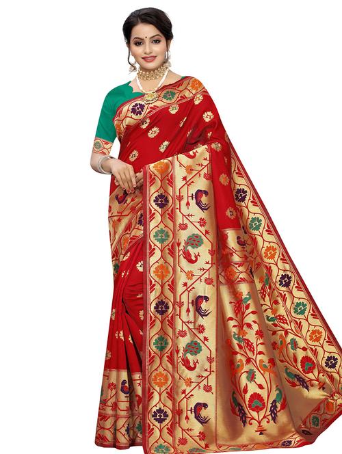 floral kanjivaram saree with blouse - 16941819 - Very Small Image - 1