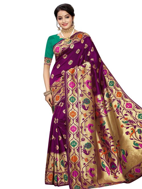 floral kanjivaram saree with blouse - 16941820 - Very Small Image - 1