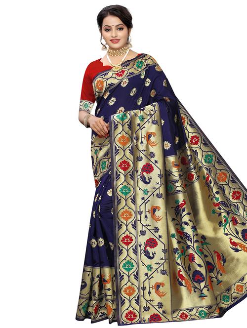 floral kanjivaram saree with blouse - 16941822 - Very Small Image - 1