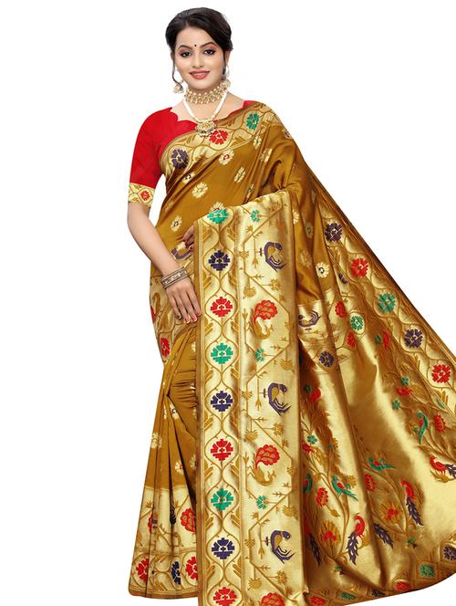 floral kanjivaram saree with blouse - 16941823 - Very Small Image - 1