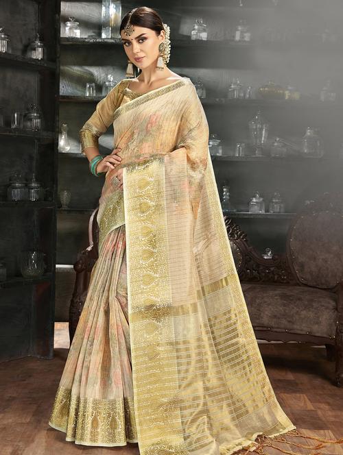 solid woven saree with blouse - 16941853 - Very Small Image - 1
