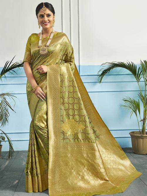 ethnic motif woven saree with blouse - 16942155 - Very Small Image - 1
