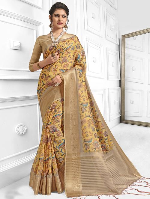 floral woven saree with blouse - 16942160 - Very Small Image - 1