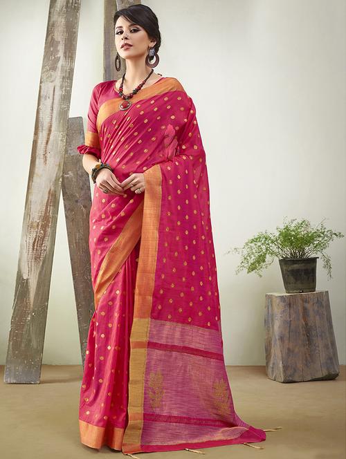 ethnic motif woven saree with blouse - 16942167 - Very Small Image - 1
