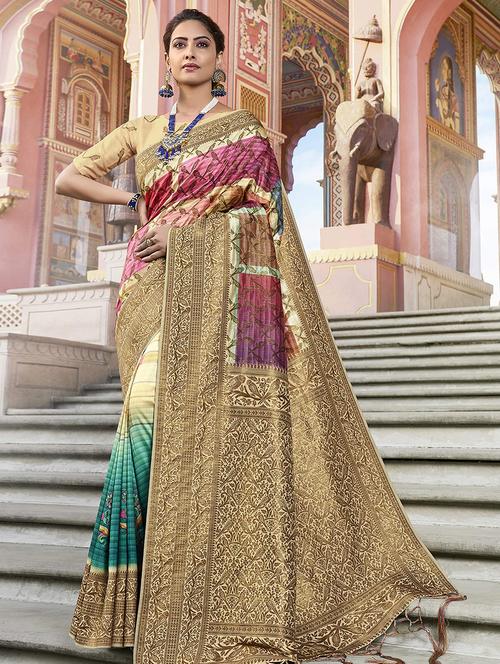 conversational woven saree with blouse - 16942394 - Very Small Image - 1