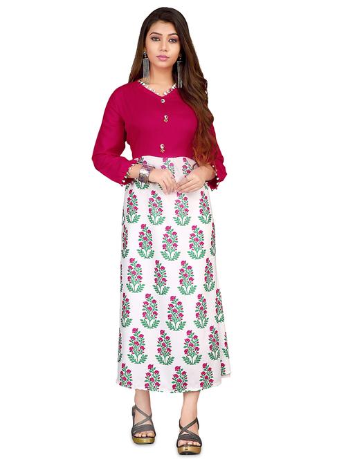 floral a-line ethnic dress - 16942858 - Very Small Image - 1