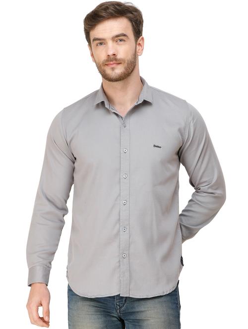 grey solid casual shirt - 16943392 - Very Small Image - 1