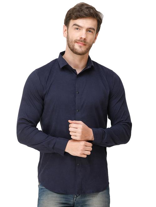 navy blue solid casual shirt - 16943400 - Very Small Image - 1