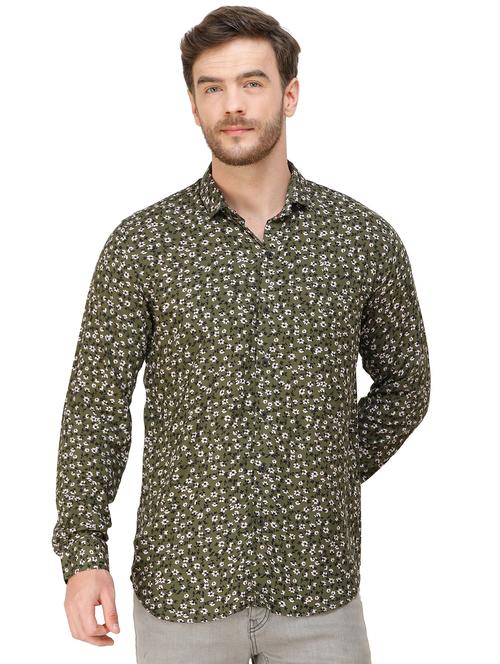 green floral printed casual shirt - 16943430 - Very Small Image - 1